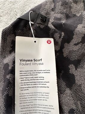 lululemon Vinyasa Scarf - Black and Gray Tonal Print